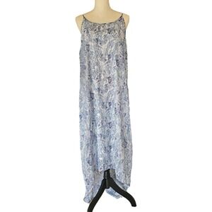 Old Navy Blue Floral Sheer Flowy Hi-Low Maxi Tie Back Dress Size XL Beach Resort